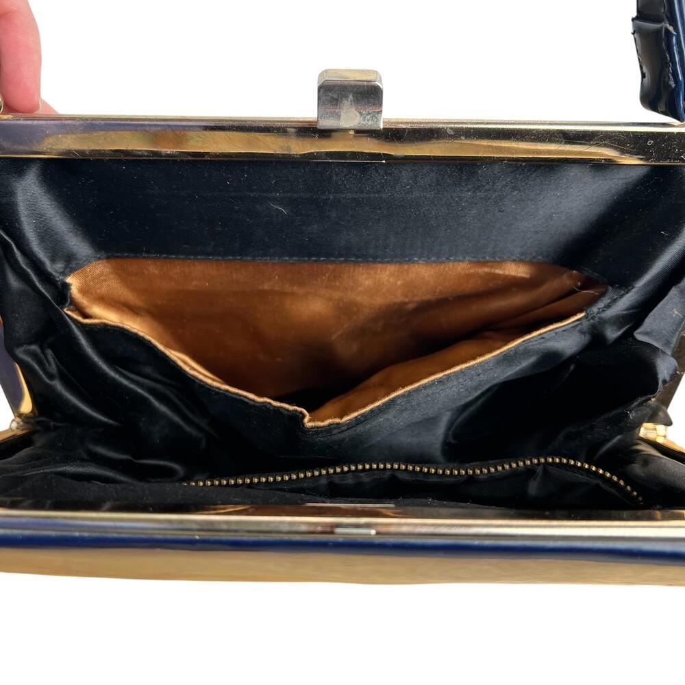 Vintage Navy Patent Leather Top Handle Bag - Picture 5 of 8